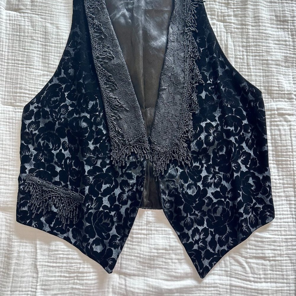 Vintage 90s Lace & Velvet Vest